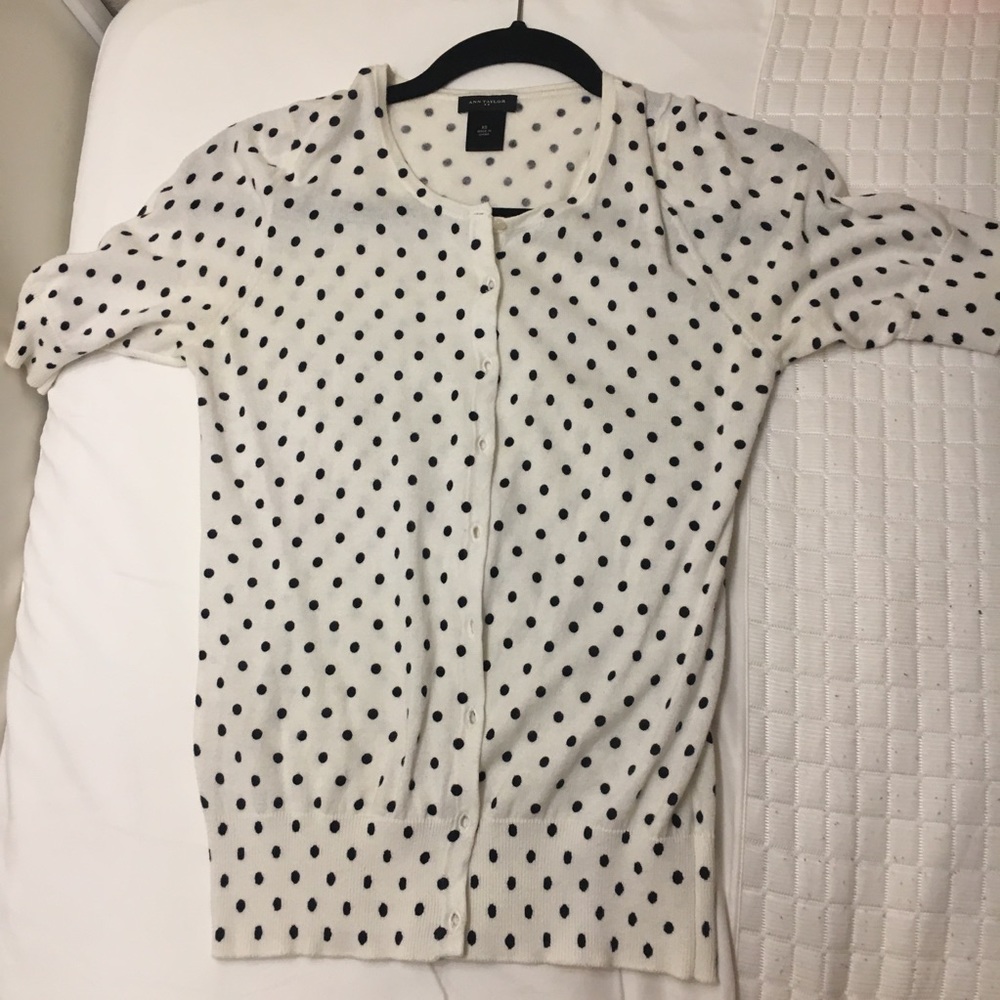 Ann Taylor Polka dot short sleeved cardigan